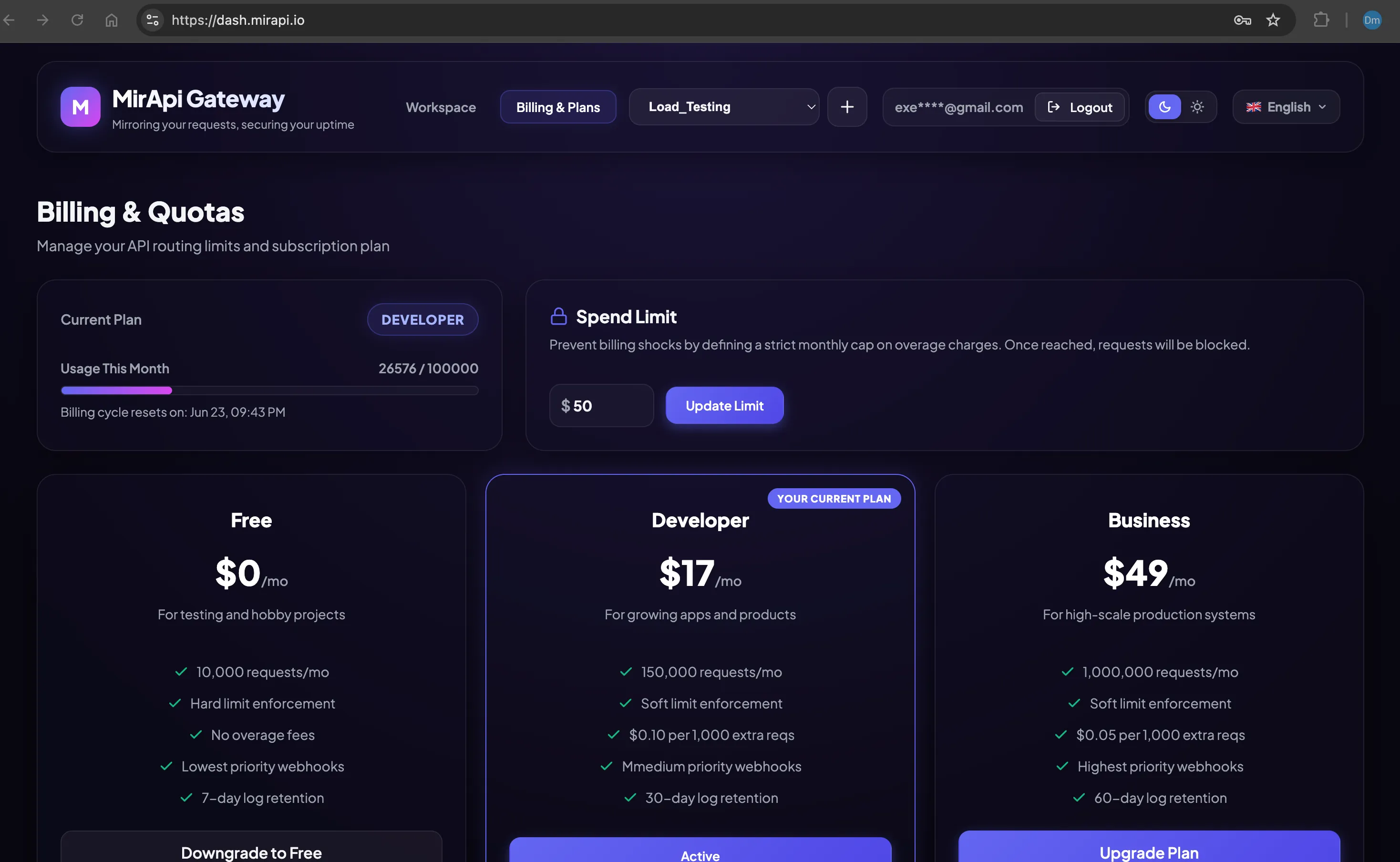 Billing Dashboard Screenshot
